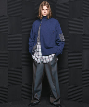 4 Colors Chambray Washable Wool Prime-Wide One Tuck Wide Pants