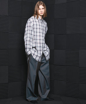 4 Colors Chambray Washable Wool Prime-Wide One Tuck Wide Pants