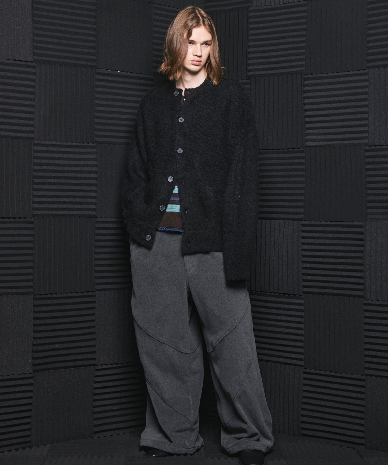 Airy Striped Gabardine Prime-Over Short-sleeved Shirt