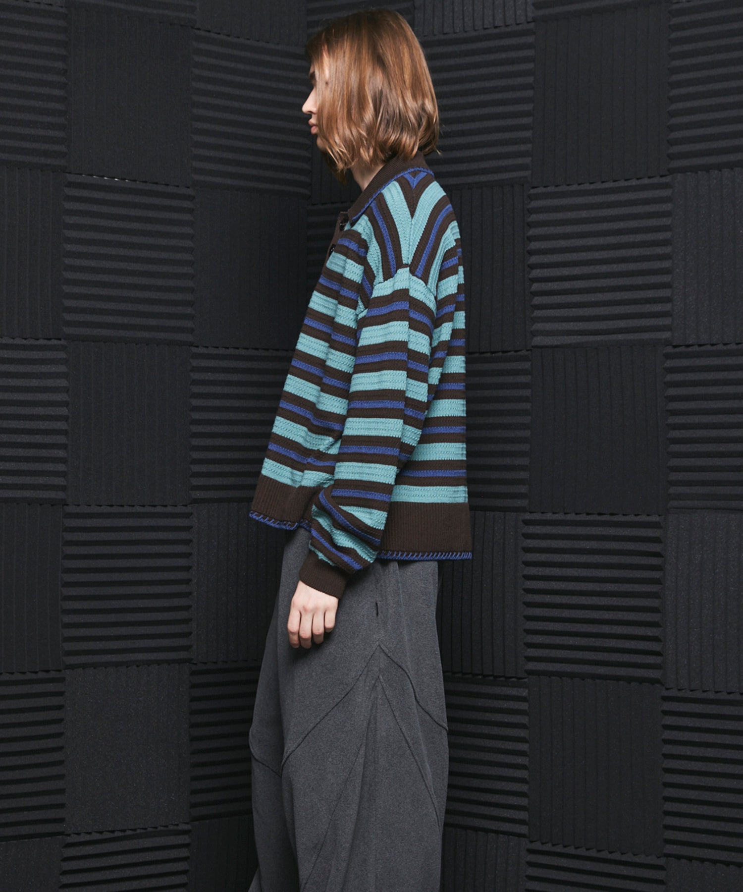 Airy Striped Gabardine Prime-Over Short-sleeved Shirt