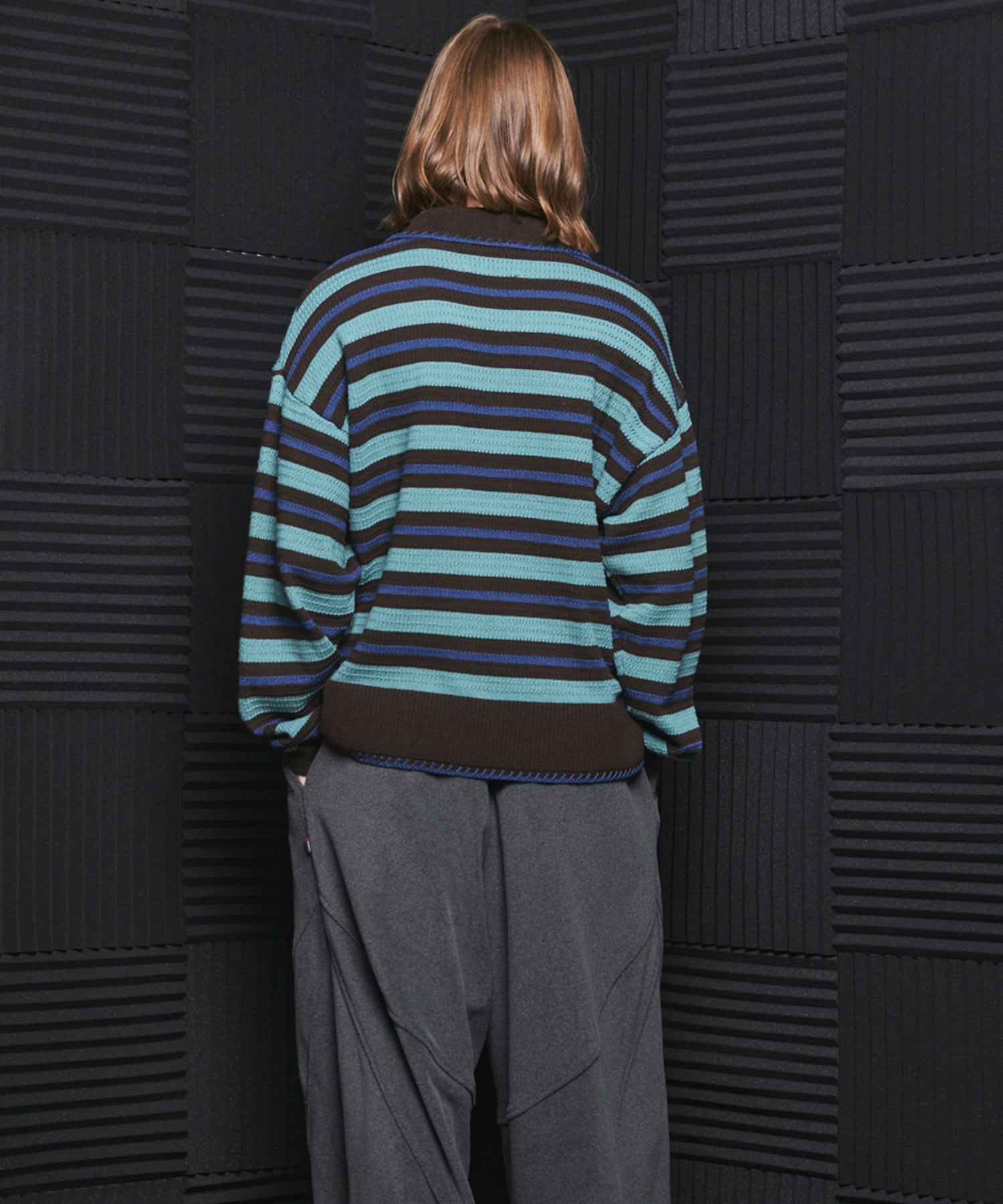 Airy Striped Gabardine Prime-Over Short-sleeved Shirt