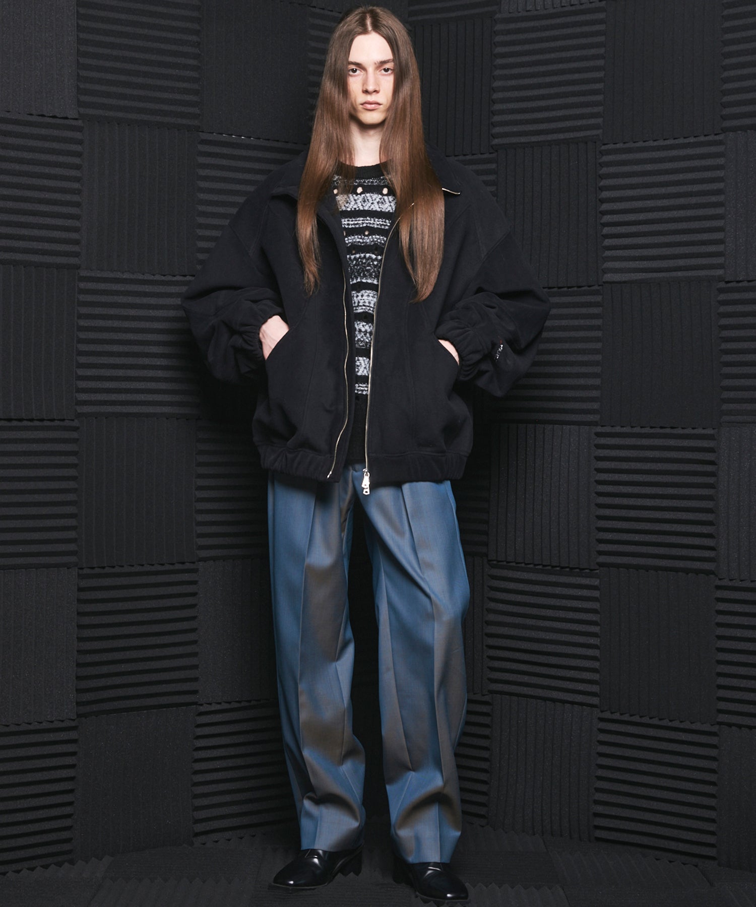 【26AW PRE-ORDER】Fair Isle Border Prime-Over Crew Neck Sweater