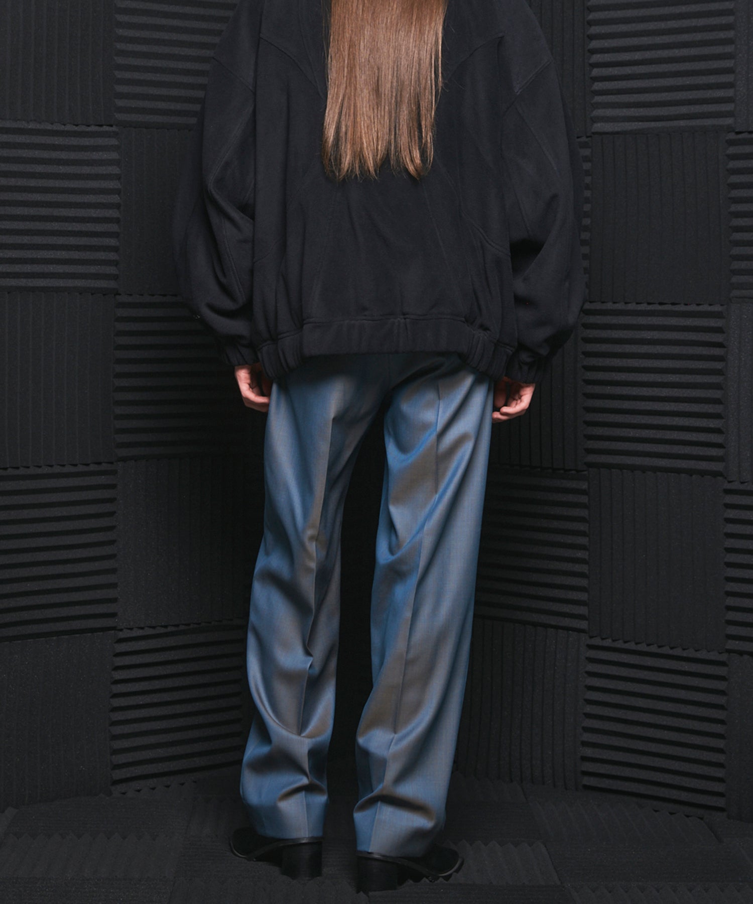 4 Colors Chambray Washable Wool One Tuck Straight Pants