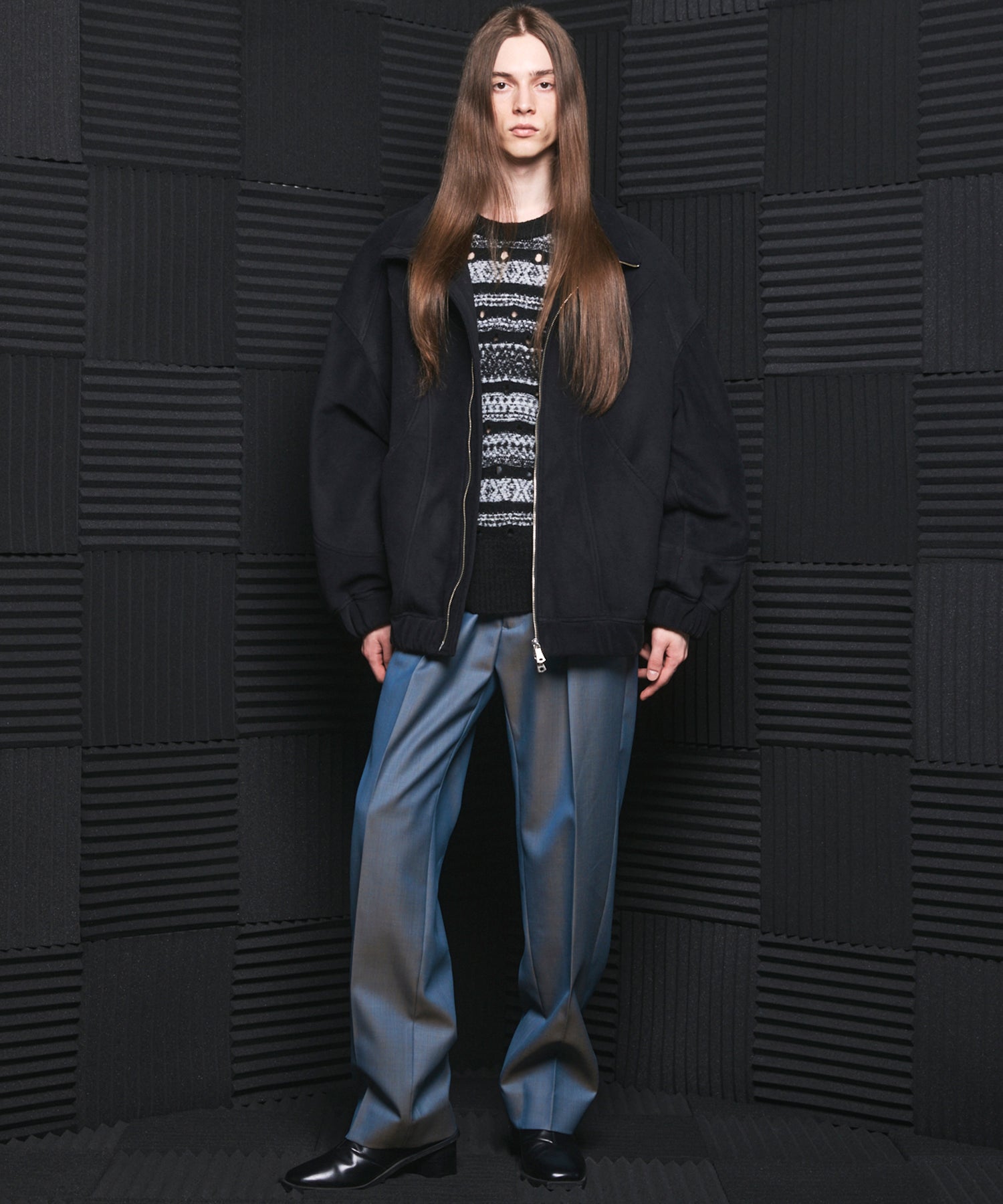 4 Colors Chambray Washable Wool One Tuck Straight Pants