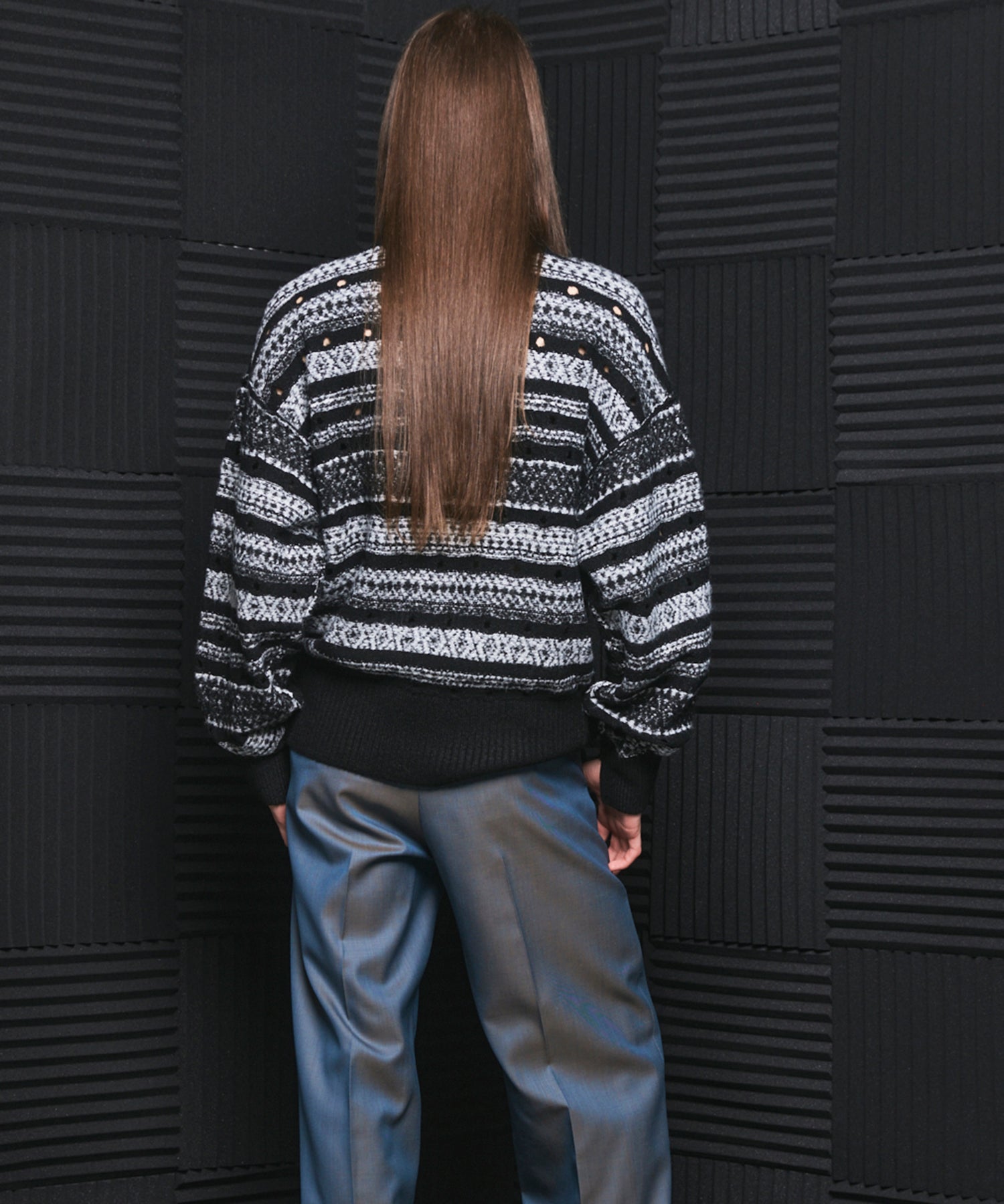 【26AW PRE-ORDER】Fair Isle Border Prime-Over Crew Neck Sweater