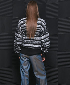 【26AW PRE-ORDER】Fair Isle Border Prime-Over Crew Neck Sweater
