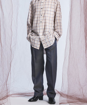 4 Colors Chambray Washable Wool One Tuck Straight Pants