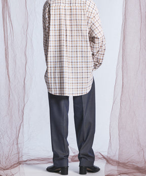 4 Colors Chambray Washable Wool One Tuck Straight Pants