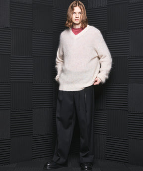 4 Colors Chambray Washable Wool Prime-Wide One Tuck Wide Pants