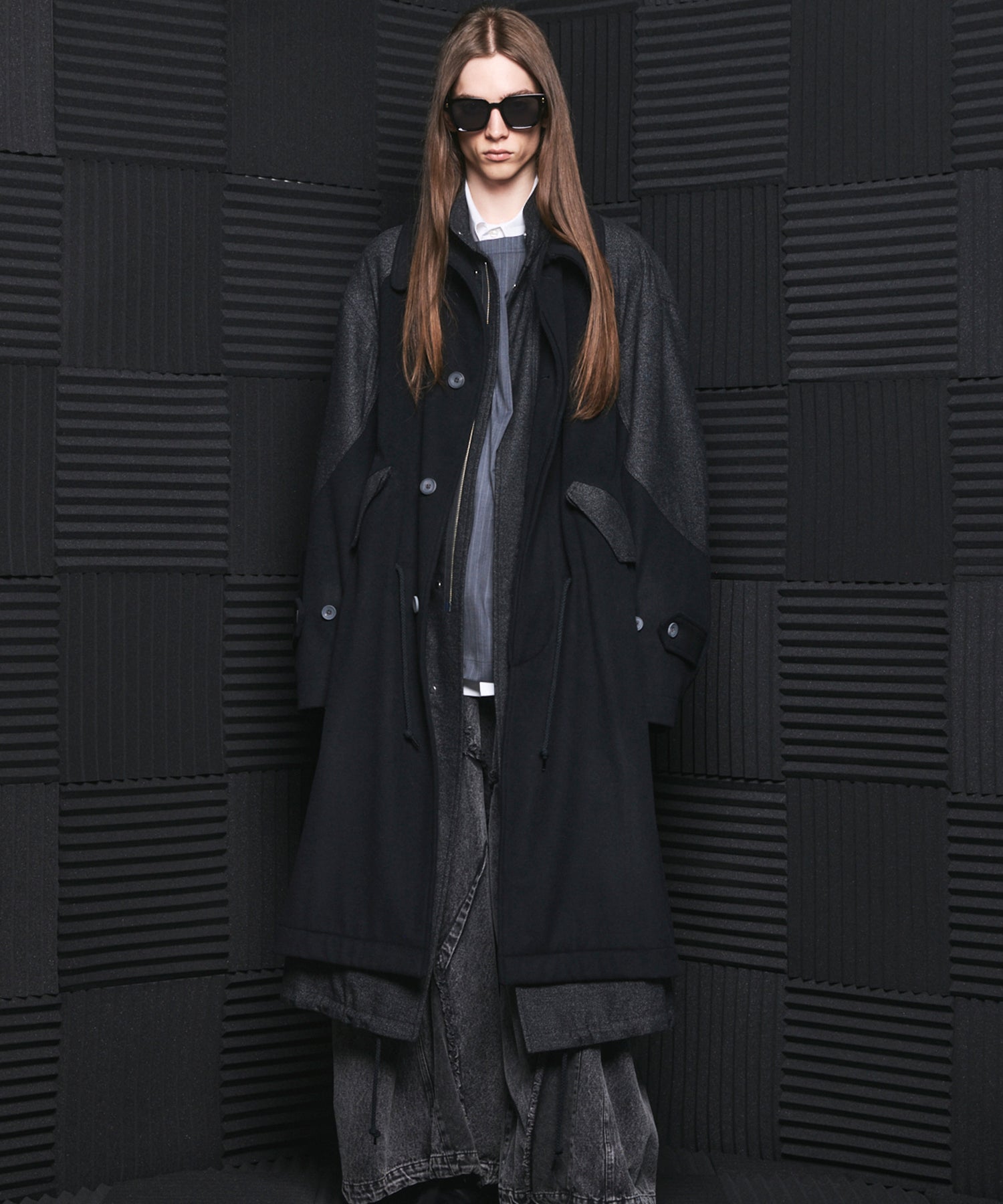 [26AW PRE-ORDER] Sheep leather melton combination prime over half coat