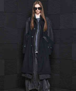 [26AW PRE-ORDER] Sheep leather melton combination prime over half coat