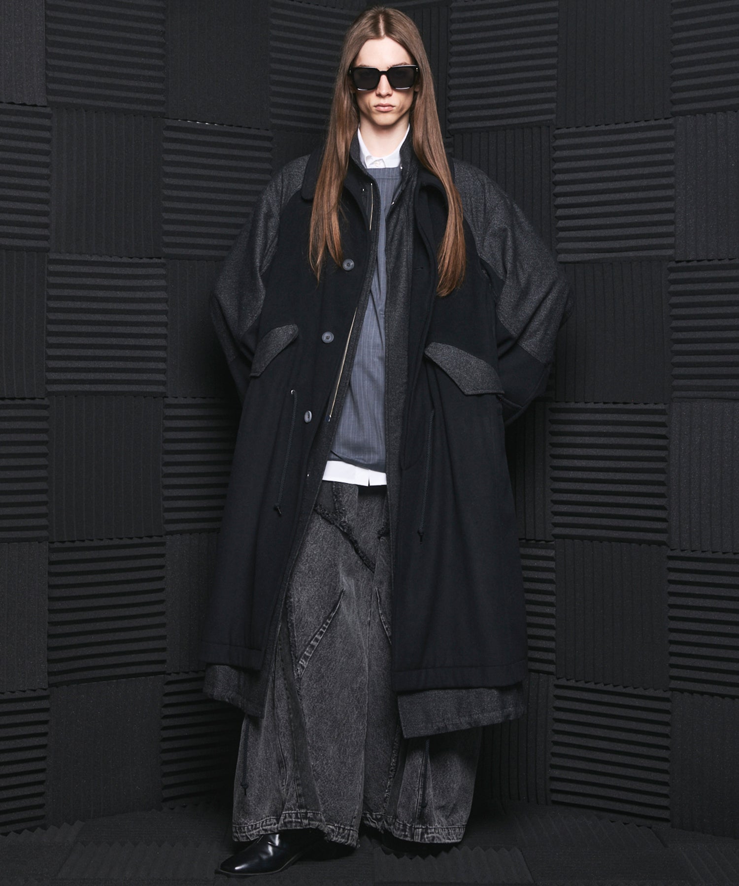 [26AW PRE-ORDER] Sheep leather melton combination prime over half coat