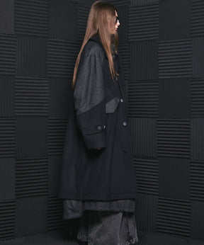 [26AW PRE-ORDER] Sheep leather melton combination prime over half coat