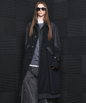 [26AW PRE-ORDER] Sheep leather melton combination prime over half coat