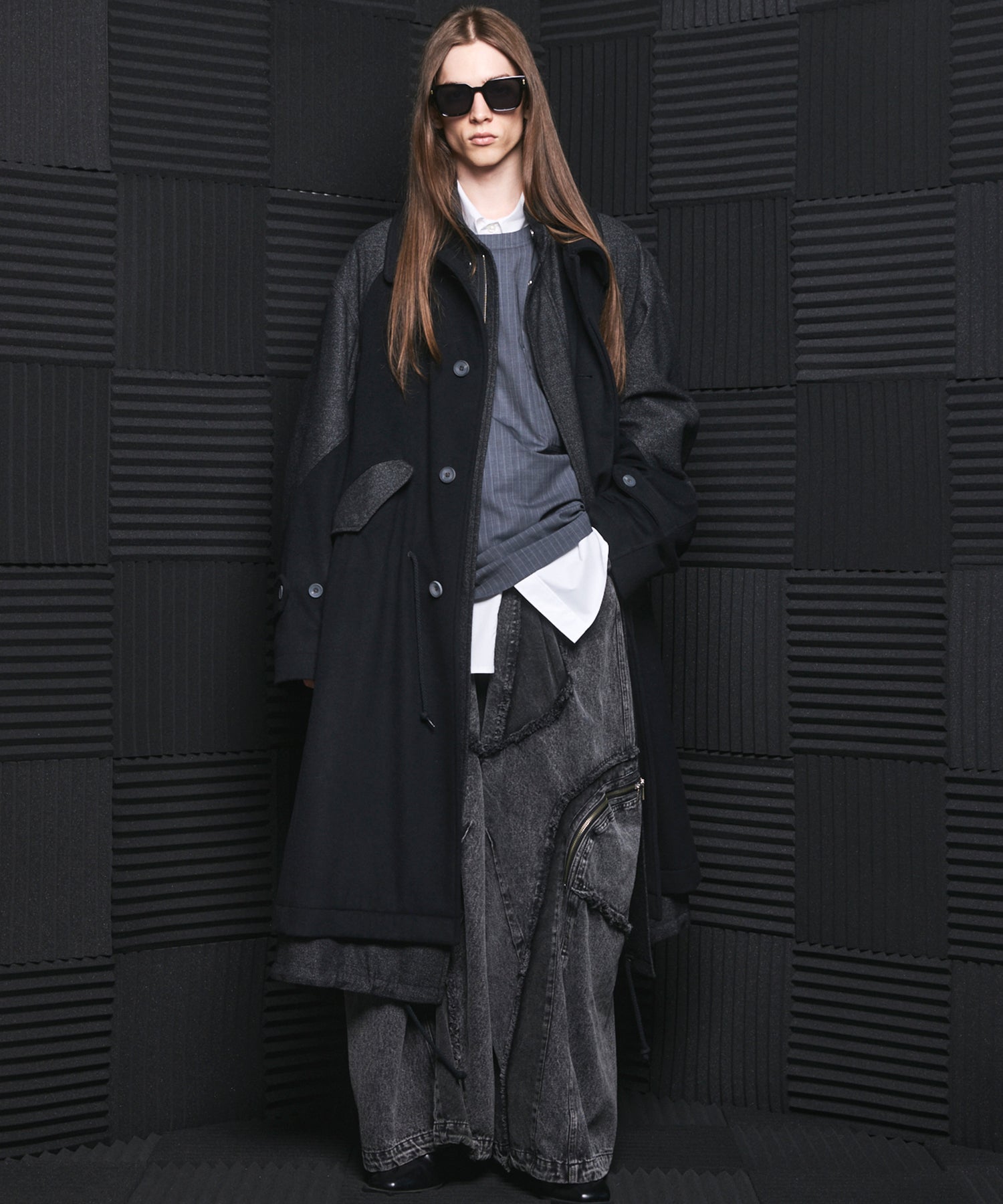 【26SS PRE-ORDER】T/W Sheer Stripe Prime-Over Side Slit Pullover Shirt