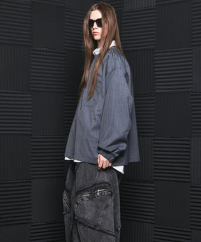 【26SS PRE-ORDER】T/W Sheer Stripe Prime-Over Side Slit Pullover Shirt