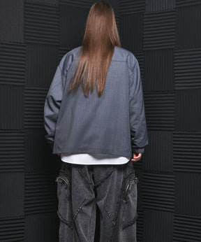 【26SS PRE-ORDER】T/W Sheer Stripe Prime-Over Side Slit Pullover Shirt