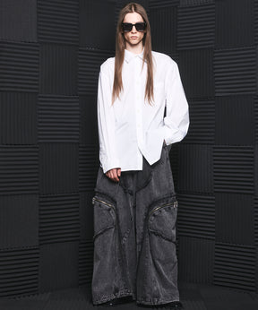 Airy Striped Gabardine Prime-Over Short-sleeved Shirt