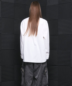 Airy Striped Gabardine Prime-Over Short-sleeved Shirt