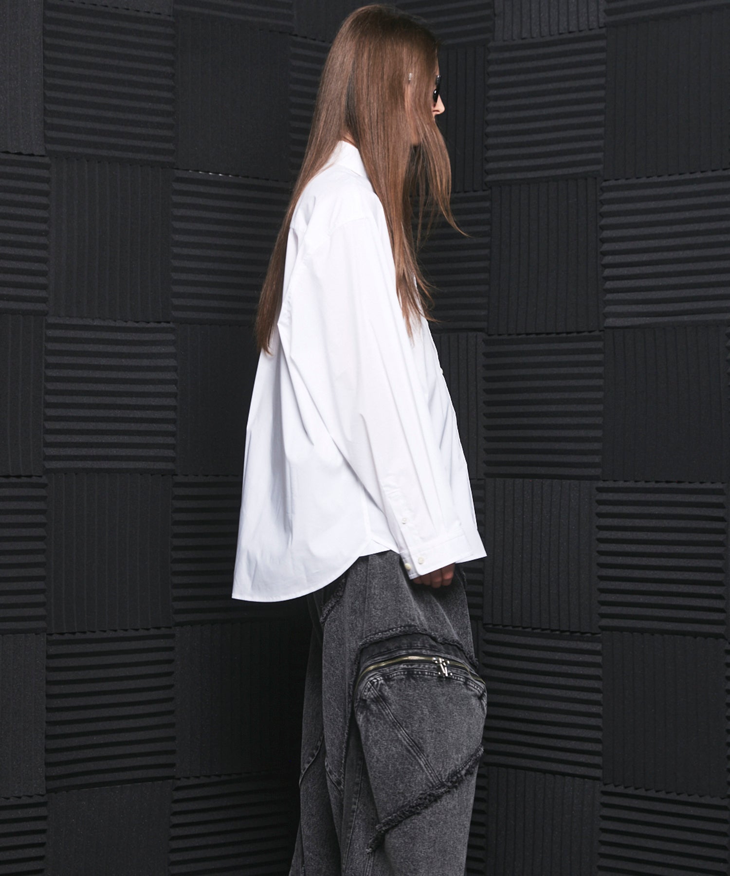 Airy Striped Gabardine Prime-Over Short-sleeved Shirt