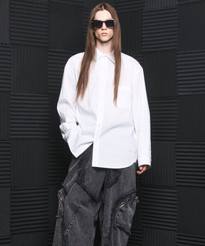 Airy Striped Gabardine Prime-Over Short-sleeved Shirt