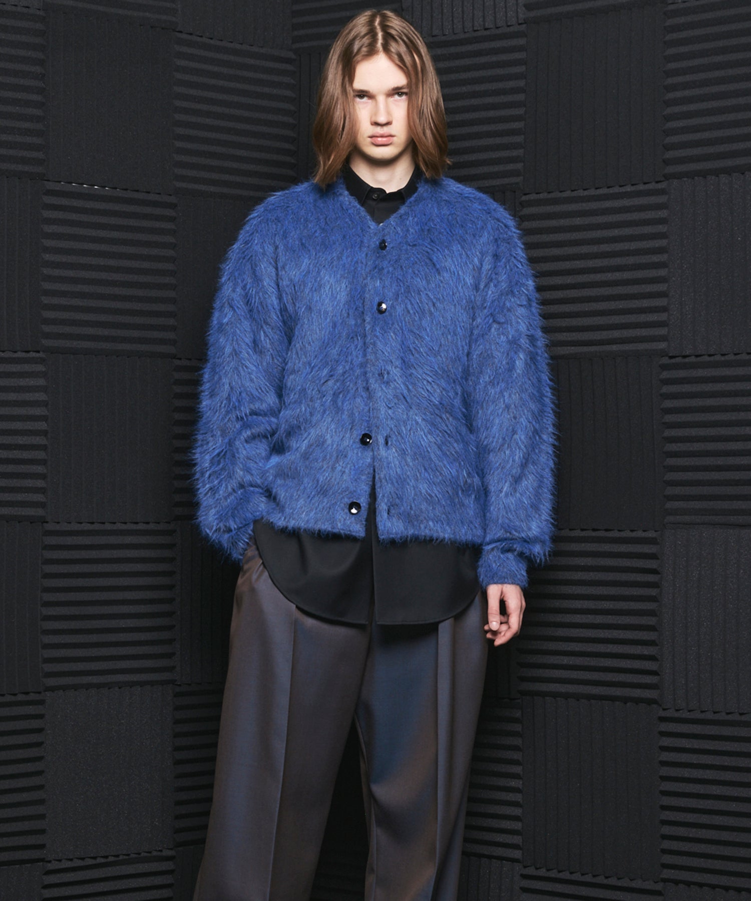 【26AW PRE-ORDER】シャギーニットプライムオーバーYネックカーディガン
