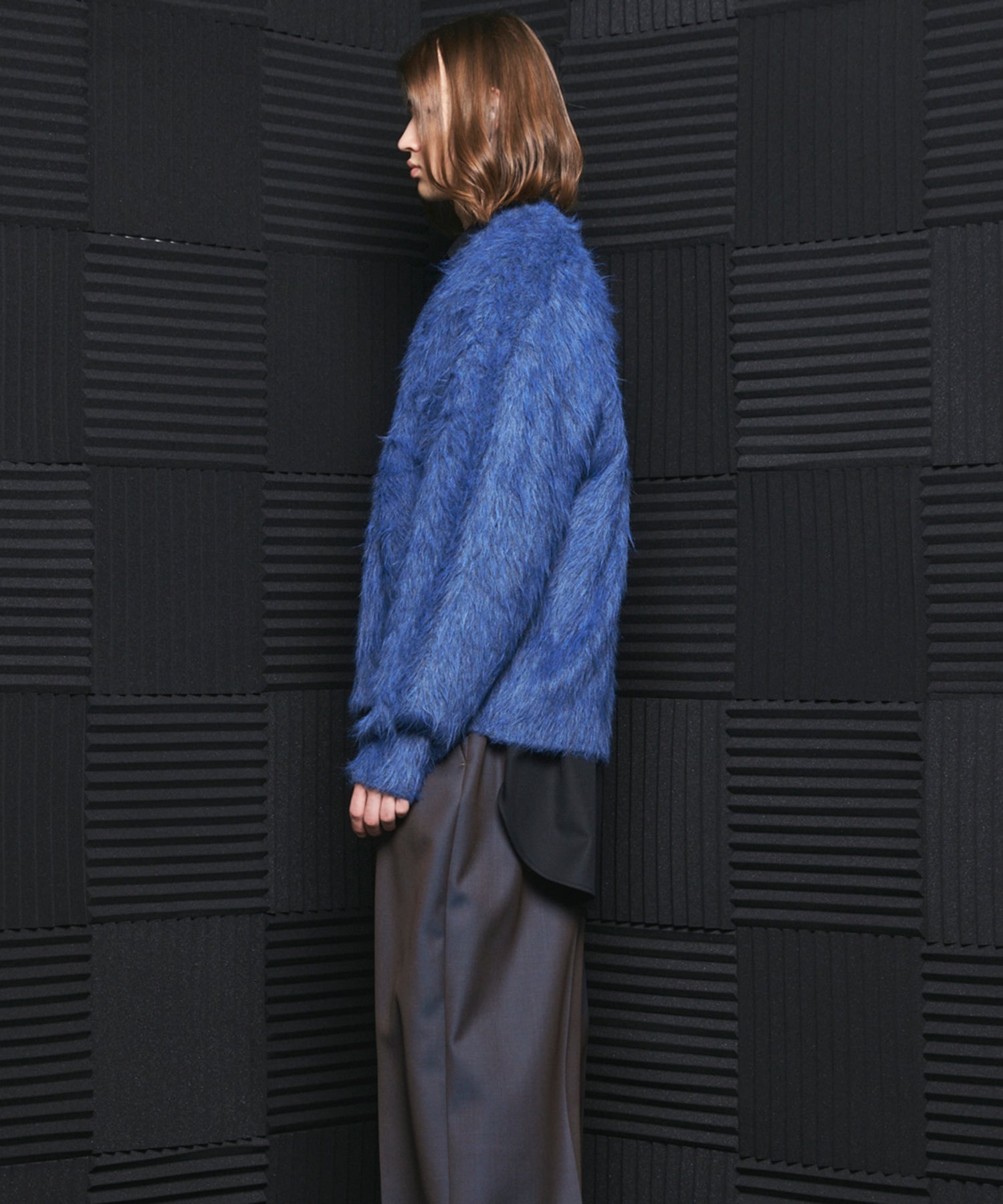 【26AW PRE-ORDER】シャギーニットプライムオーバーYネックカーディガン