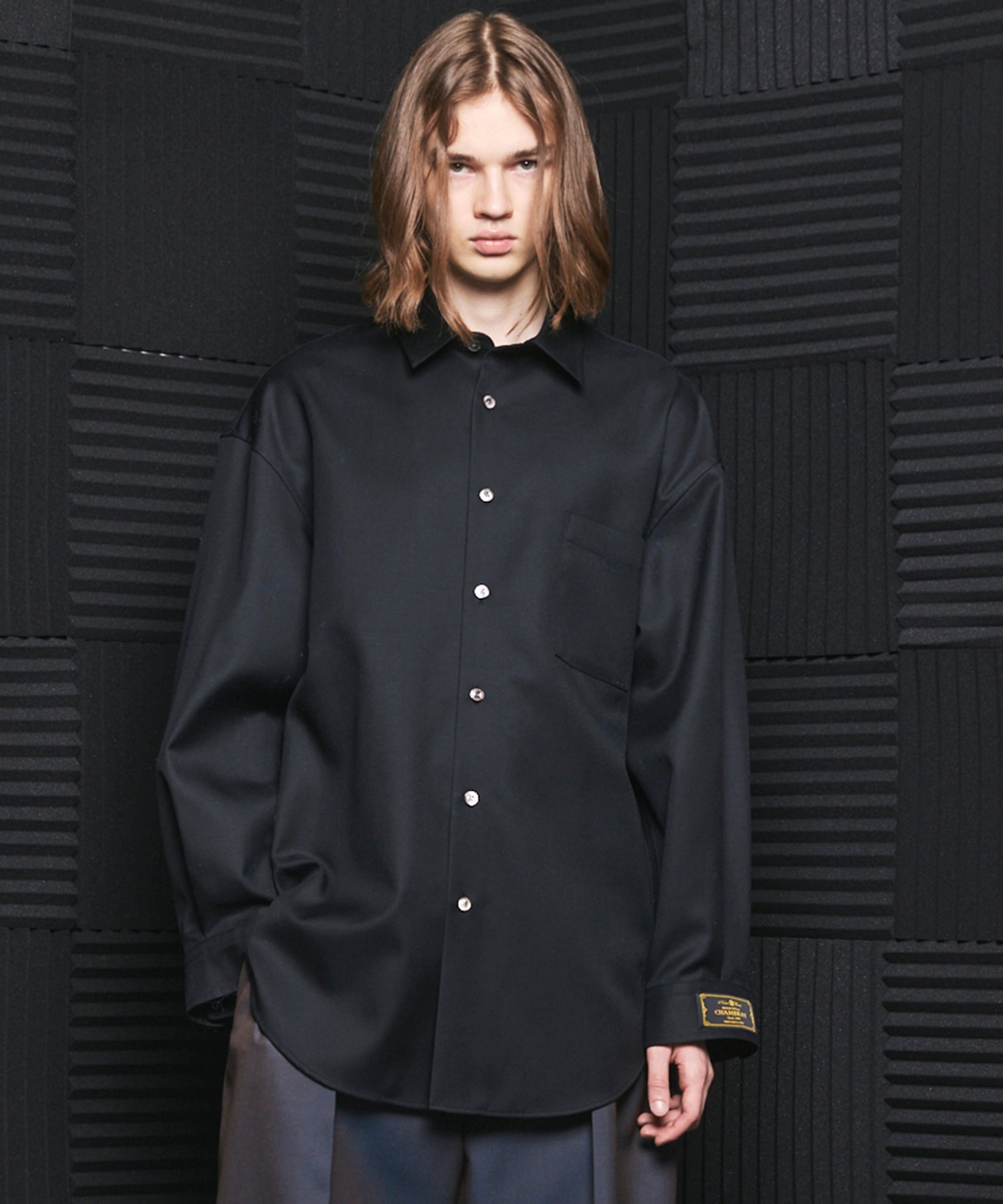 4 Colors Chambray Washable Wool Prime-Over Regular Collar Shirt Coat