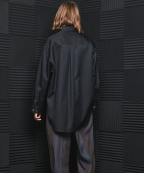 4 Colors Chambray Washable Wool Prime-Over Regular Collar Shirt Coat