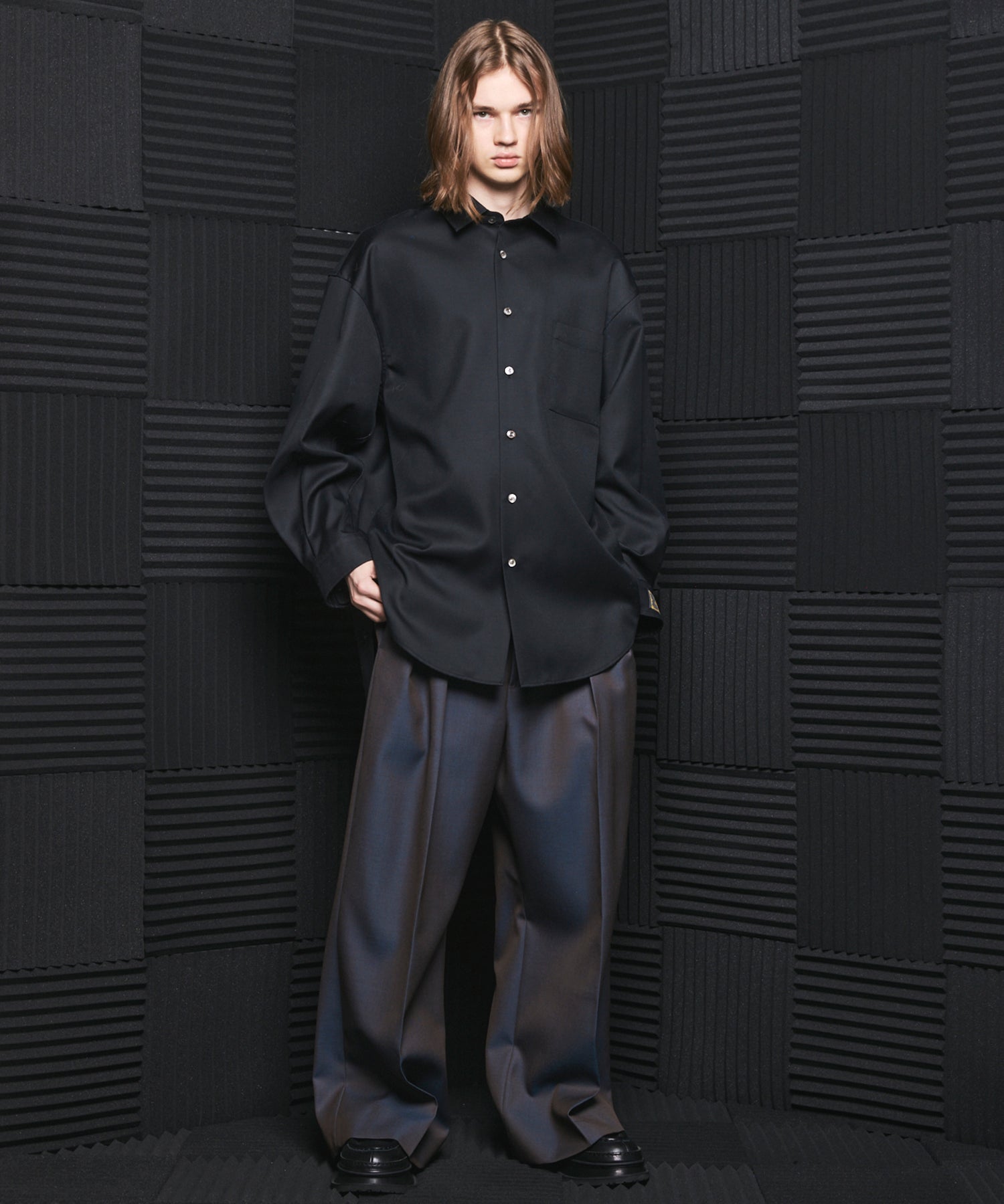 4 Colors Chambray Washable Wool Prime-Over Regular Collar Shirt Coat