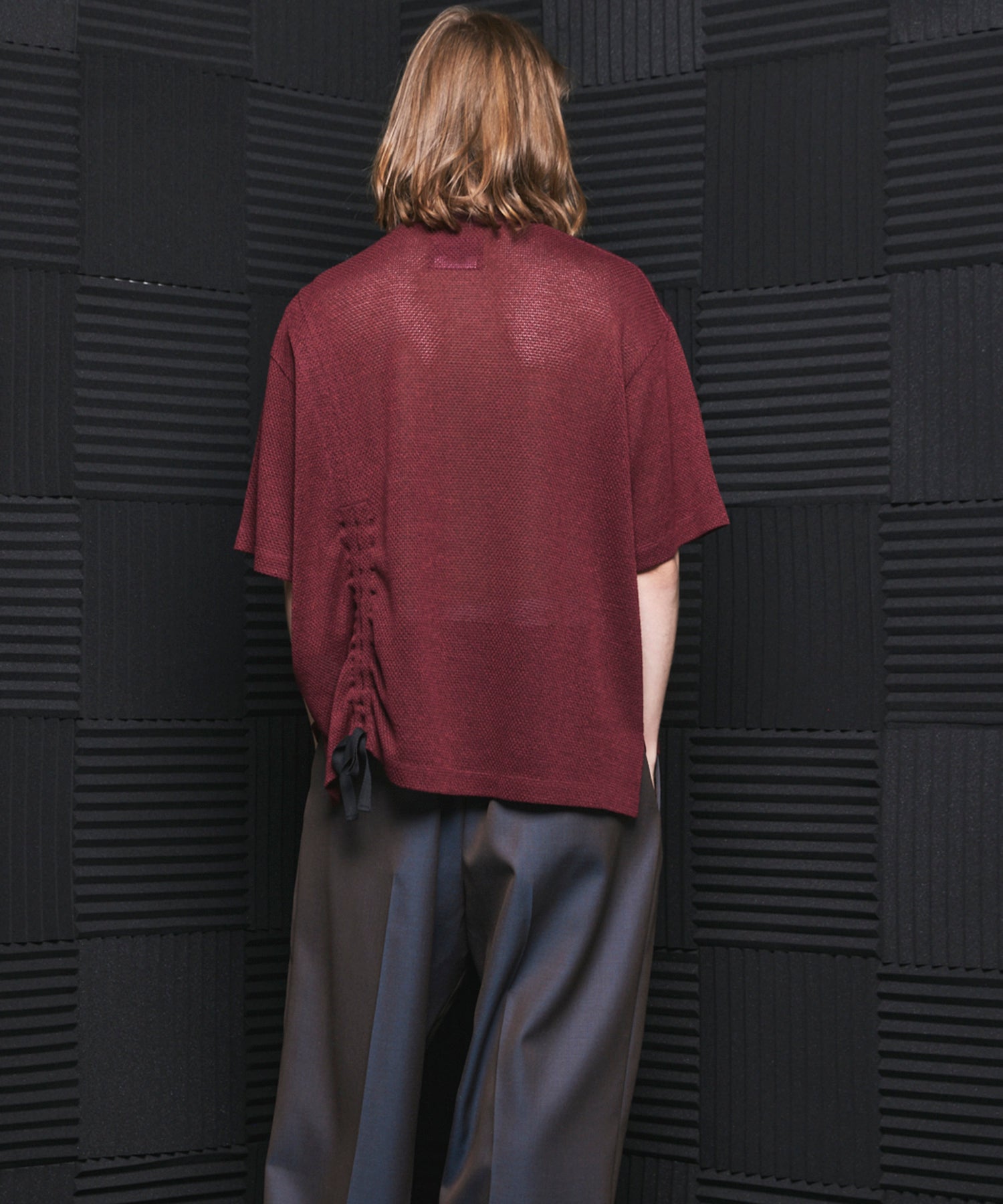 Russell Mesh Prime-Over Asymmetrical Shirring T-shirt
