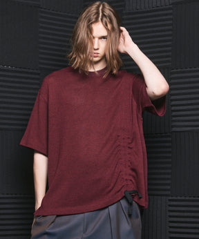 Birdseye Jersey Mesh Prime-Over Henry Neck Short-sleeved T-shirt