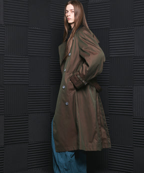 【26AW PRE-ORDER】120/2/2 Suvin Cotton Gabardine Prime-Over Leather Collar Trench Coat