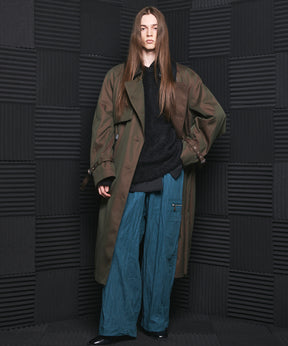 【26AW PRE-ORDER】120/2/2 Suvin Cotton Gabardine Prime-Over Leather Collar Trench Coat