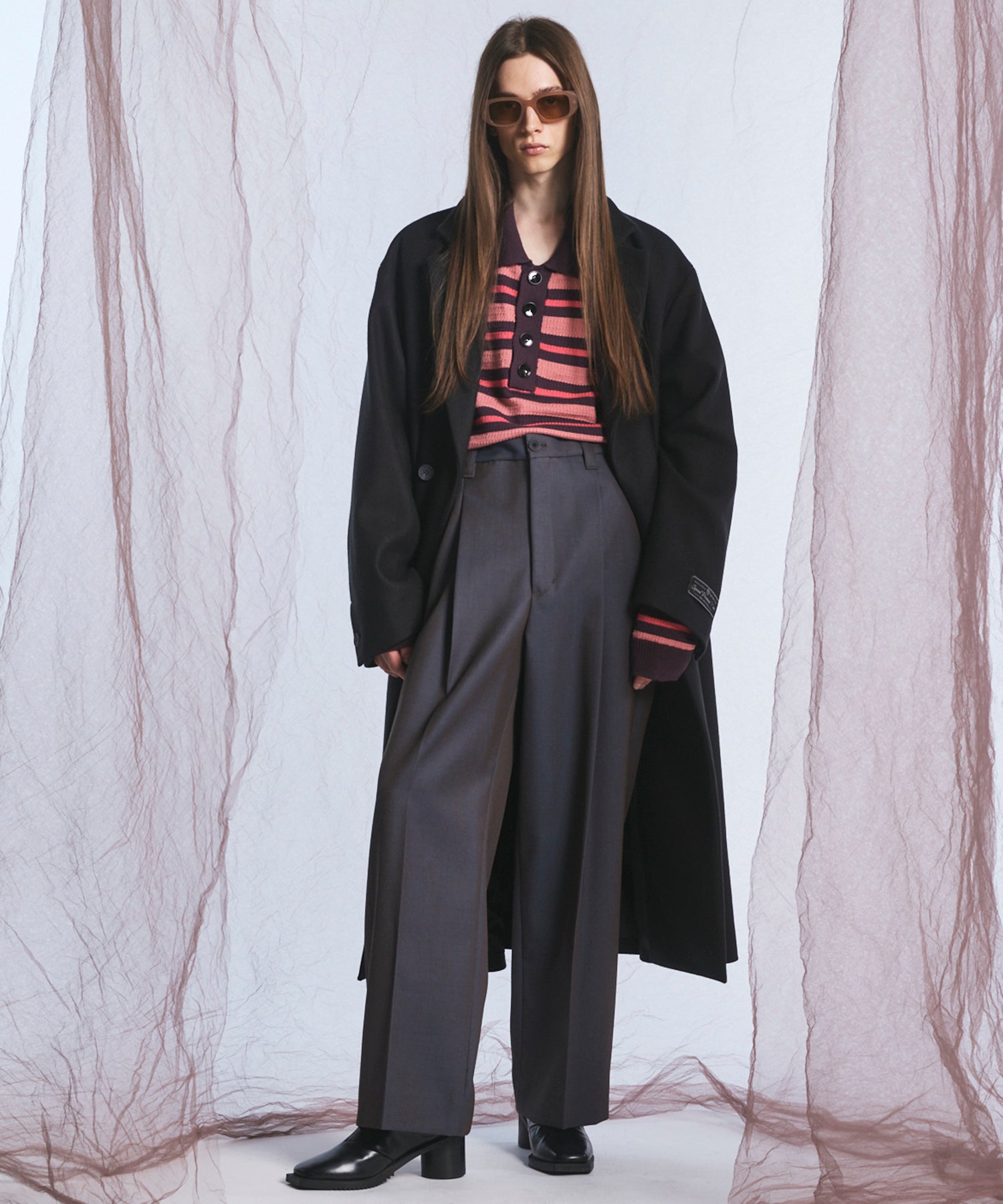 Airy Striped Gabardine Prime-Over Short-sleeved Shirt