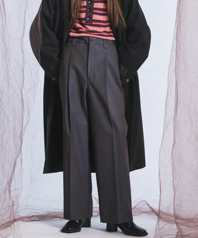 4 Colors Chambray Washable Wool Prime-Wide One Tuck Wide Pants