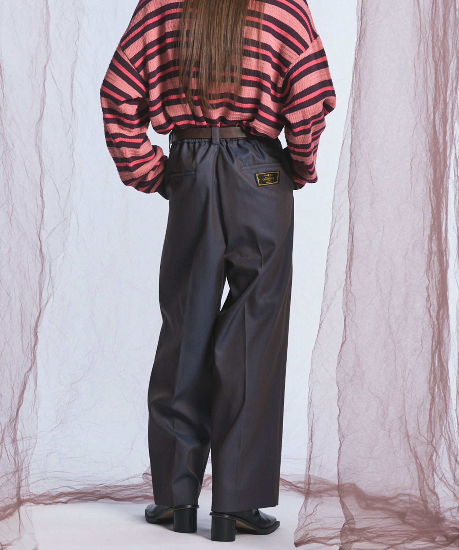 4 Colors Chambray Washable Wool Prime-Wide One Tuck Wide Pants