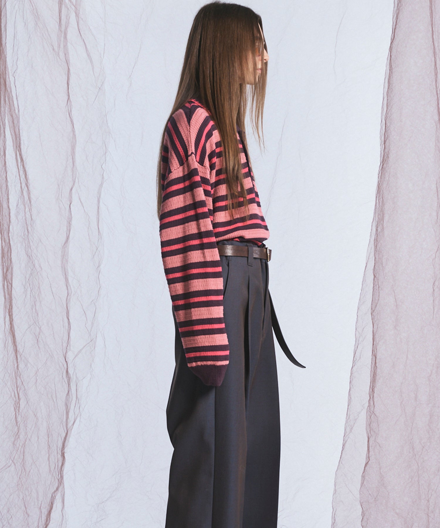 Airy Striped Gabardine Prime-Over Short-sleeved Shirt