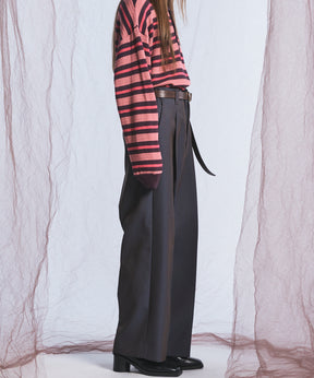 4 Colors Chambray Washable Wool Prime-Wide One Tuck Wide Pants