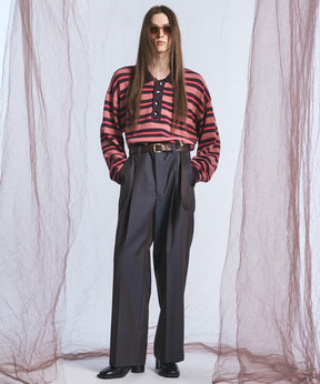 4 Colors Chambray Washable Wool Prime-Wide One Tuck Wide Pants