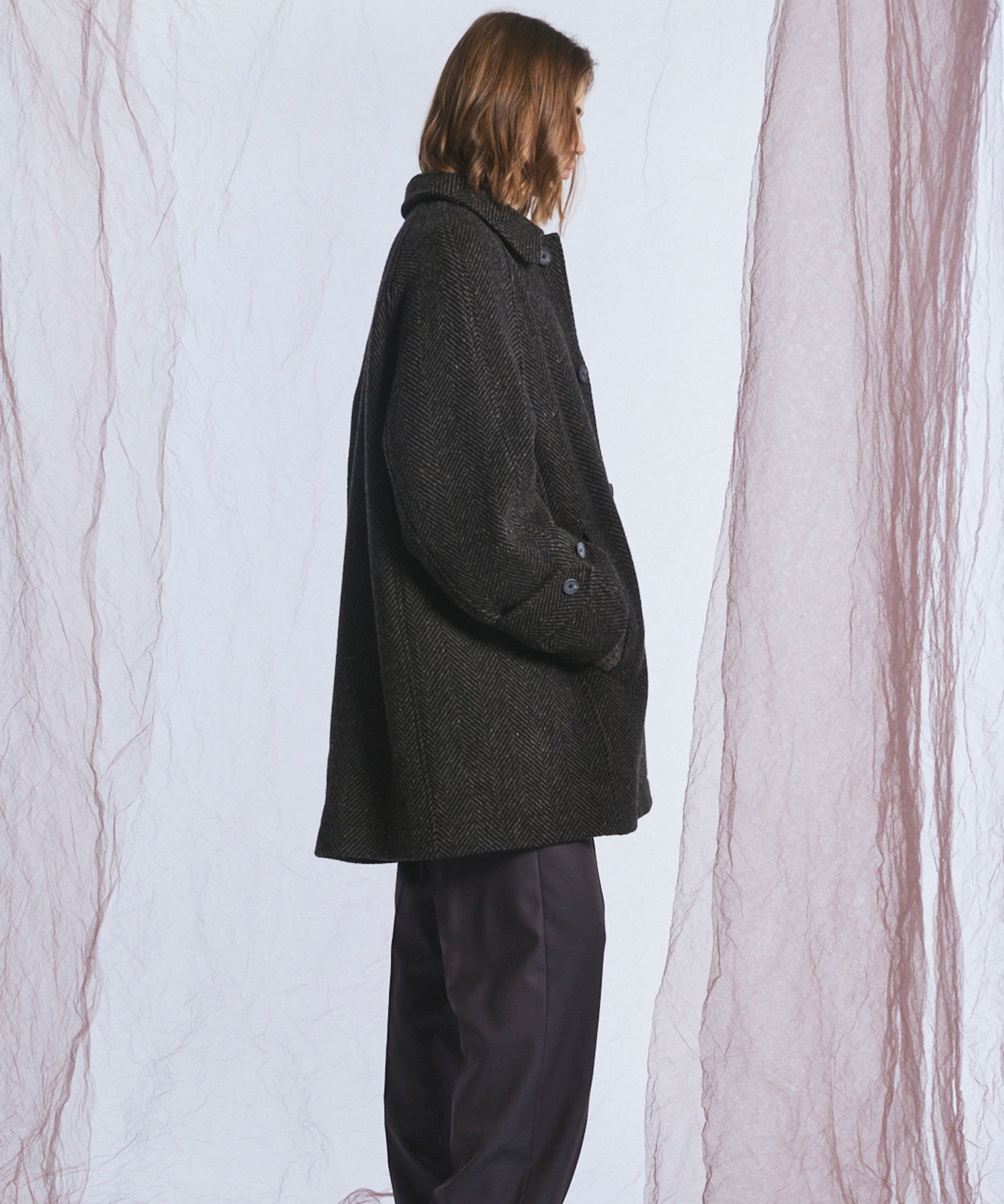 【26AW PRE-ORDER】【イタリアンデッドストックファブリック】プライムオーバーラグランスリーブハーフコート