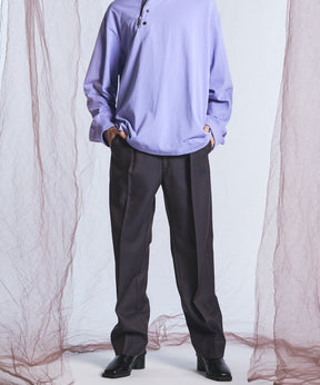 4 Colors Chambray Washable Wool One Tuck Straight Pants