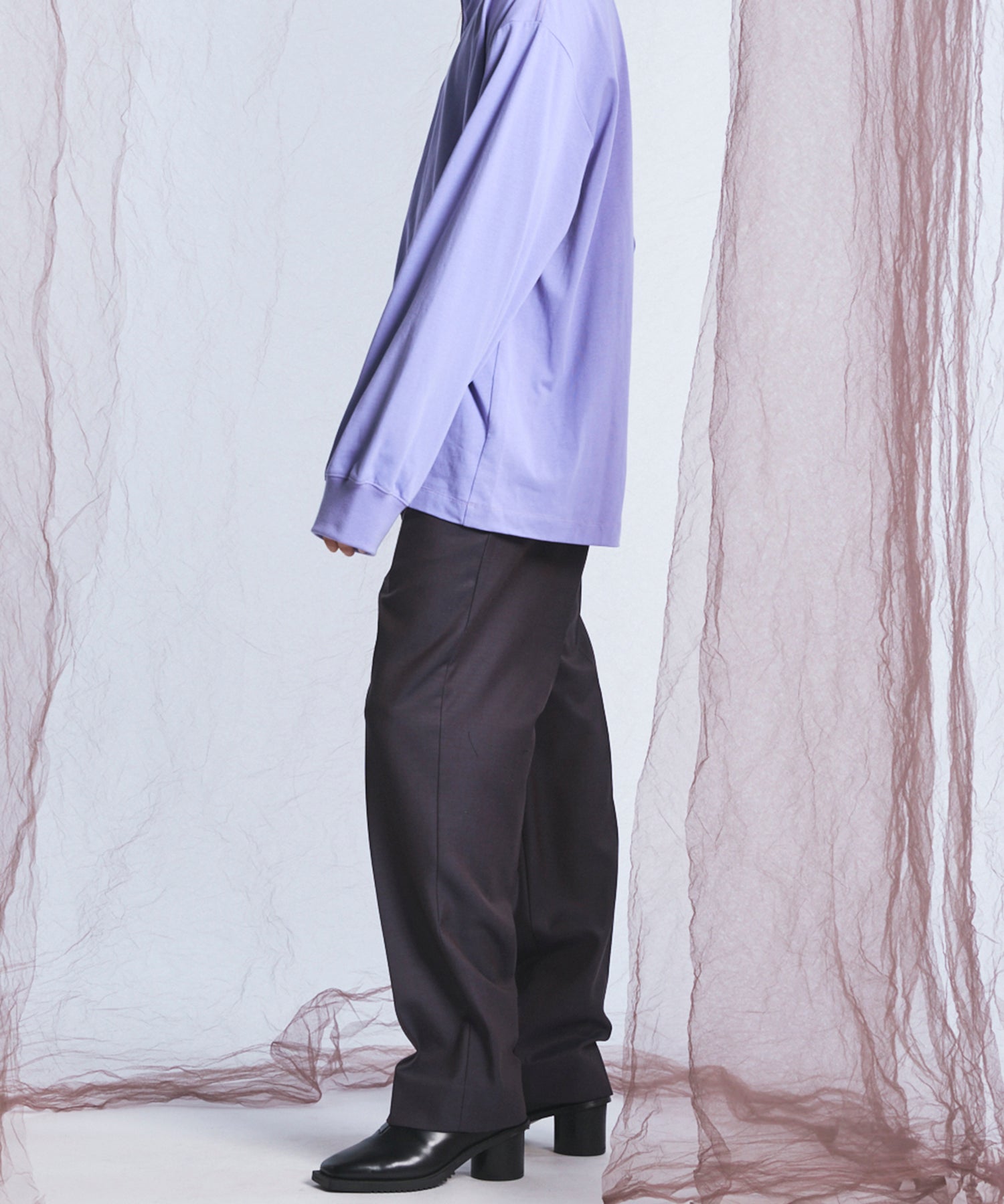 4 Colors Chambray Washable Wool One Tuck Straight Pants
