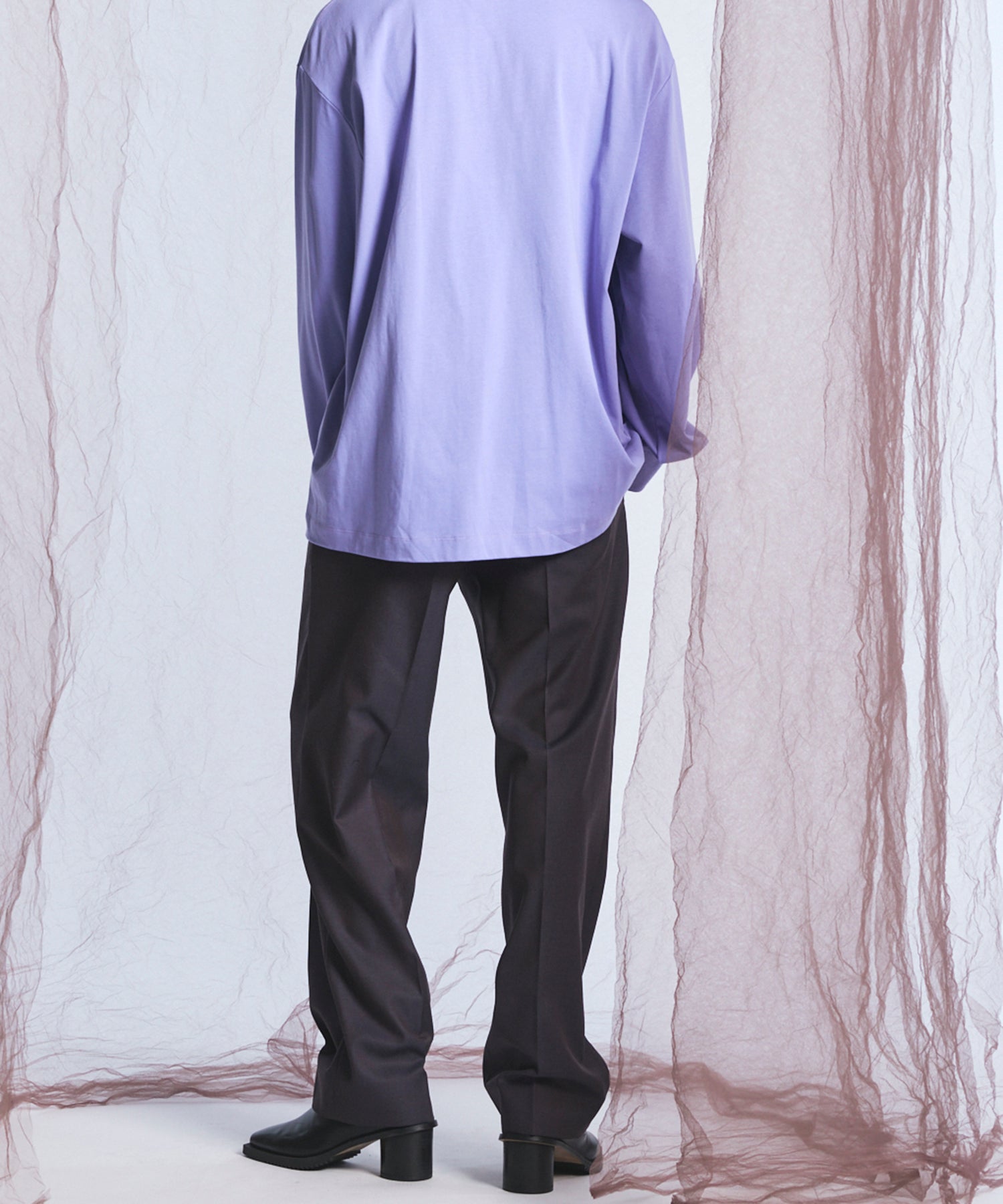 4 Colors Chambray Washable Wool One Tuck Straight Pants