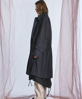 [26AW PRE-ORDER] Sheep leather melton combination prime over half coat