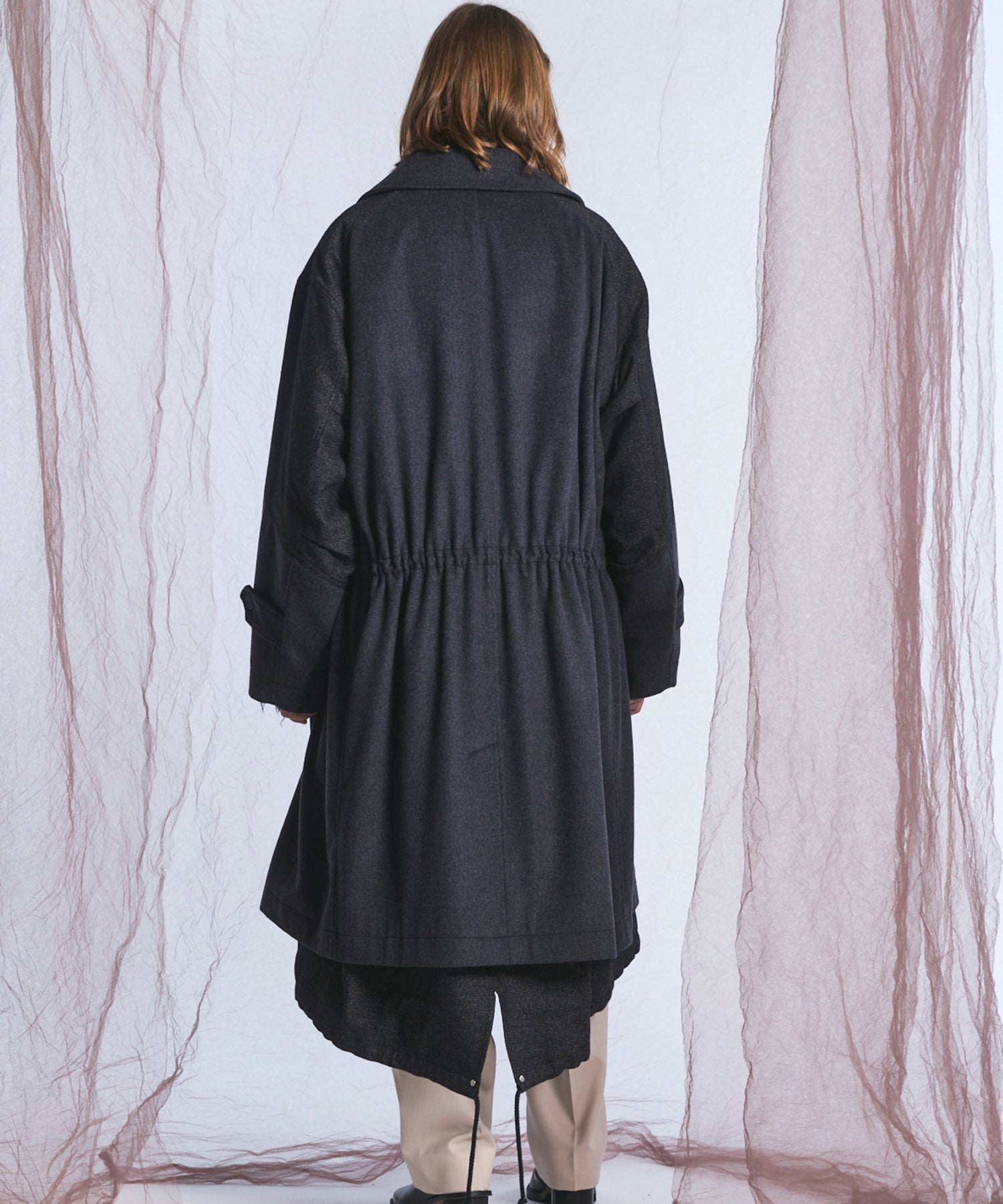[26AW PRE-ORDER] Sheep leather melton combination prime over half coat