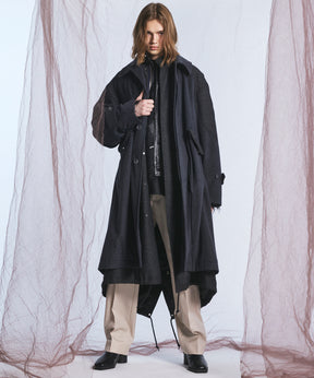 [26AW PRE-ORDER] Sheep leather melton combination prime over half coat