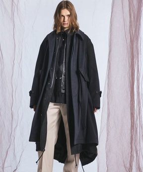 [26AW PRE-ORDER] Sheep leather melton combination prime over half coat