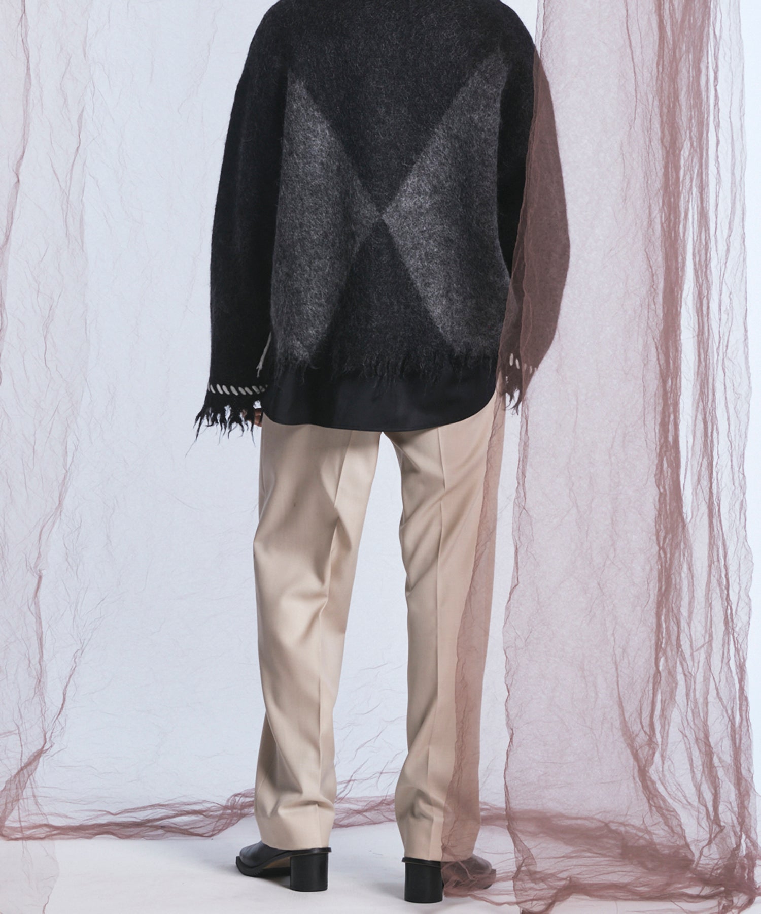 4 Colors Chambray Washable Wool One Tuck Straight Pants