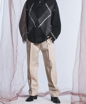 4 Colors Chambray Washable Wool One Tuck Straight Pants